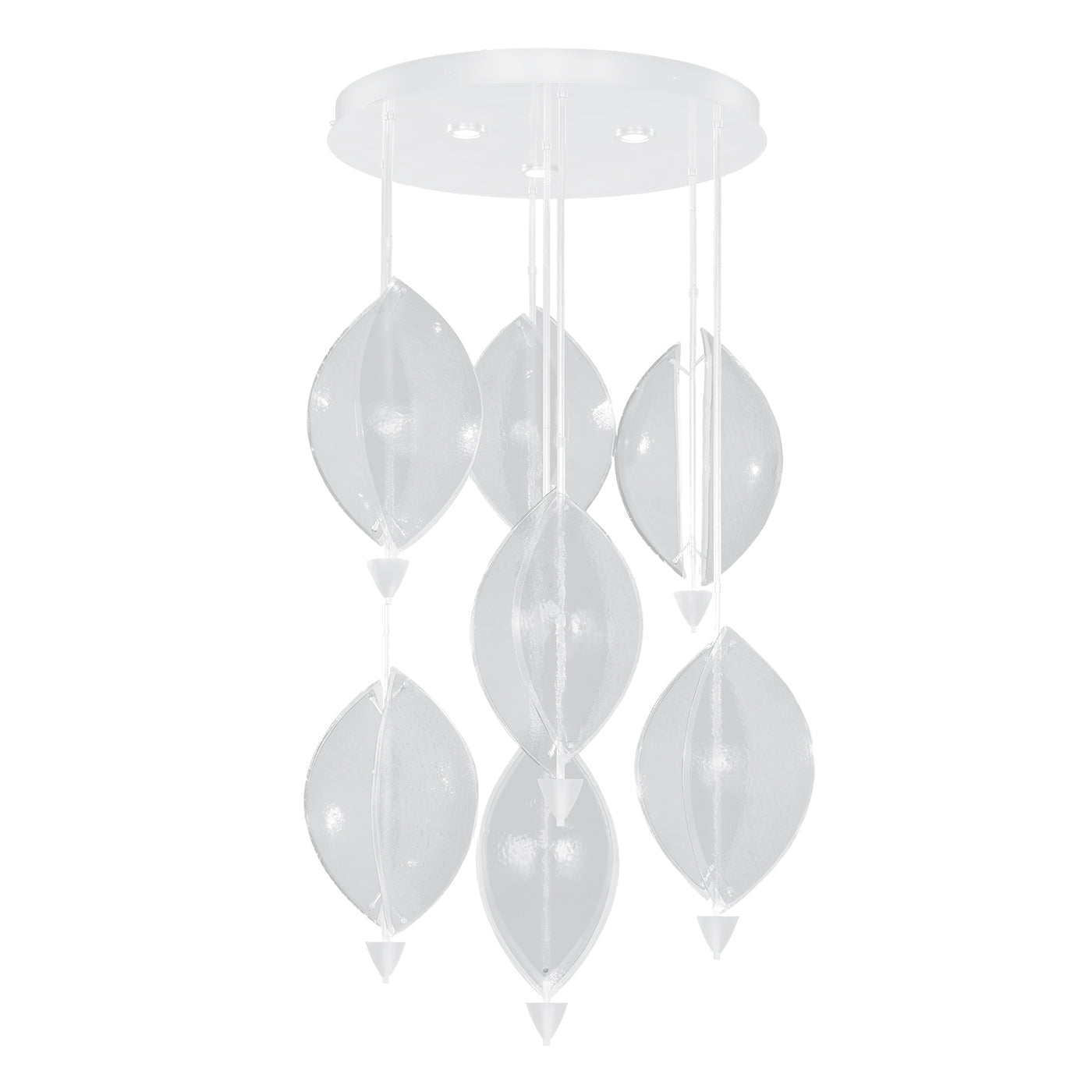 40-Inch Sculptural Glass Round Pendant / White/Clear