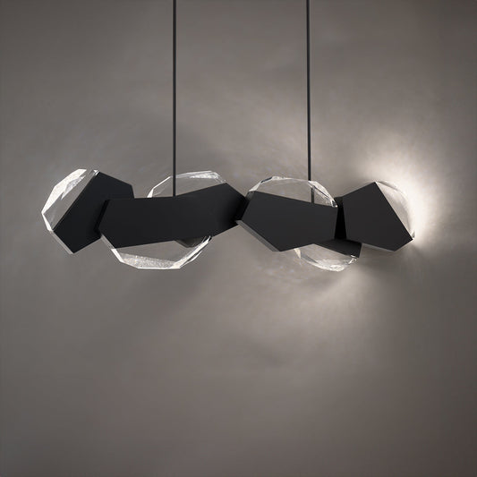 Faceted Crystal Black Linear Pendant