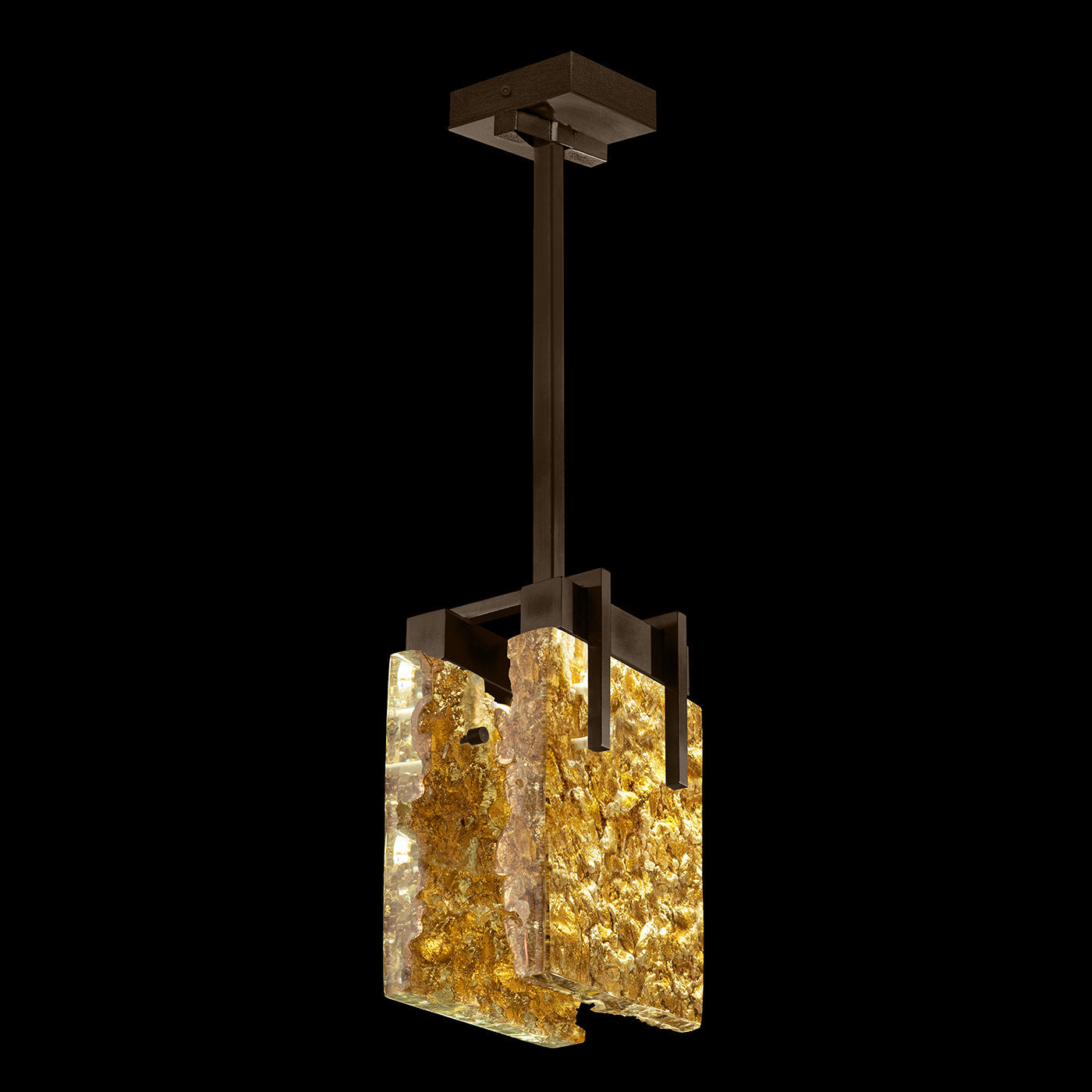 11-Inch Cast Crystal LED Pendant / Gold Leaf