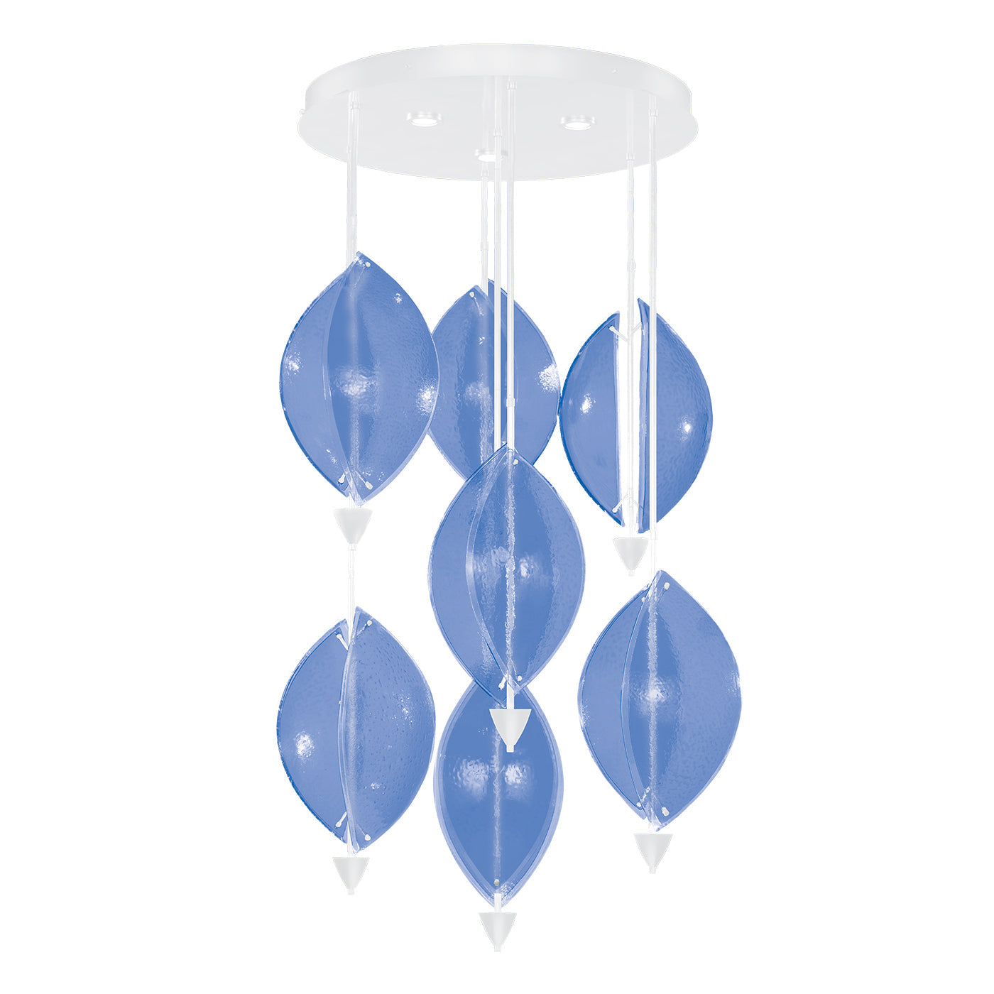 40-Inch Sculptural Glass Round Pendant / White/Blue