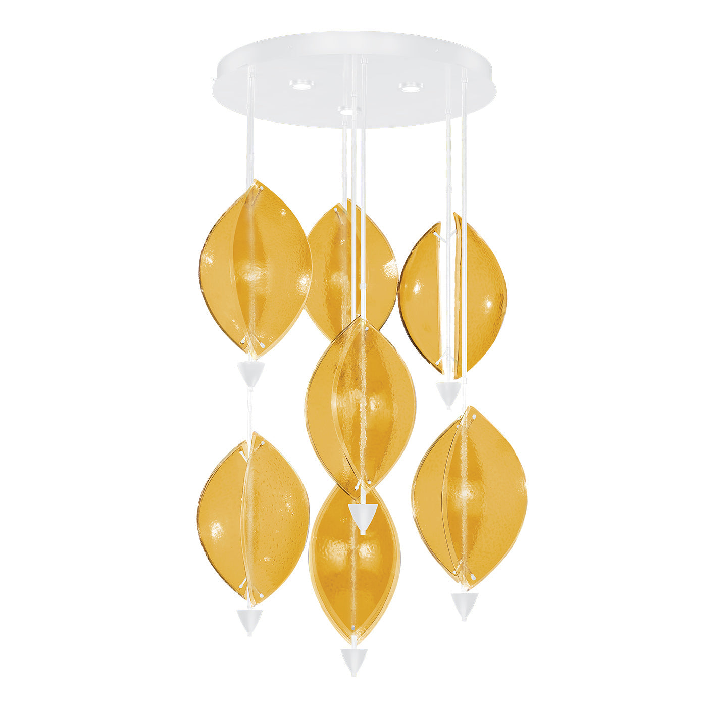 40-Inch Sculptural Glass Round Pendant / White/Amber