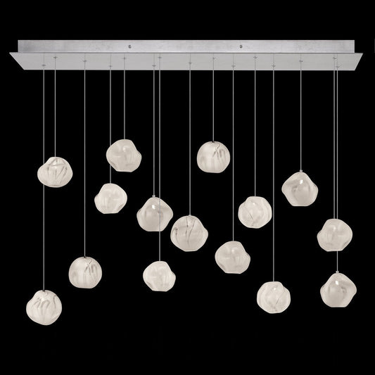 48-Inch Handblown Glass Linear Pendant / Silver / White