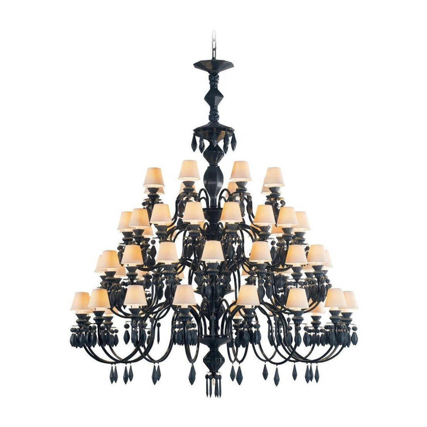 56-Light Black Porcelain Chandelier / Absolute Black