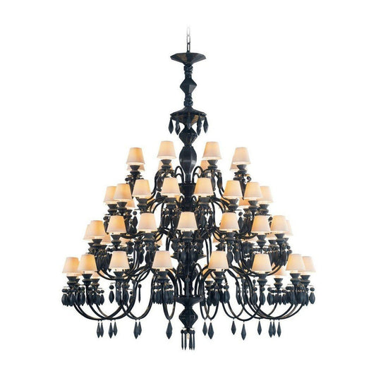 56-Light Black Porcelain Chandelier / Absolute Black