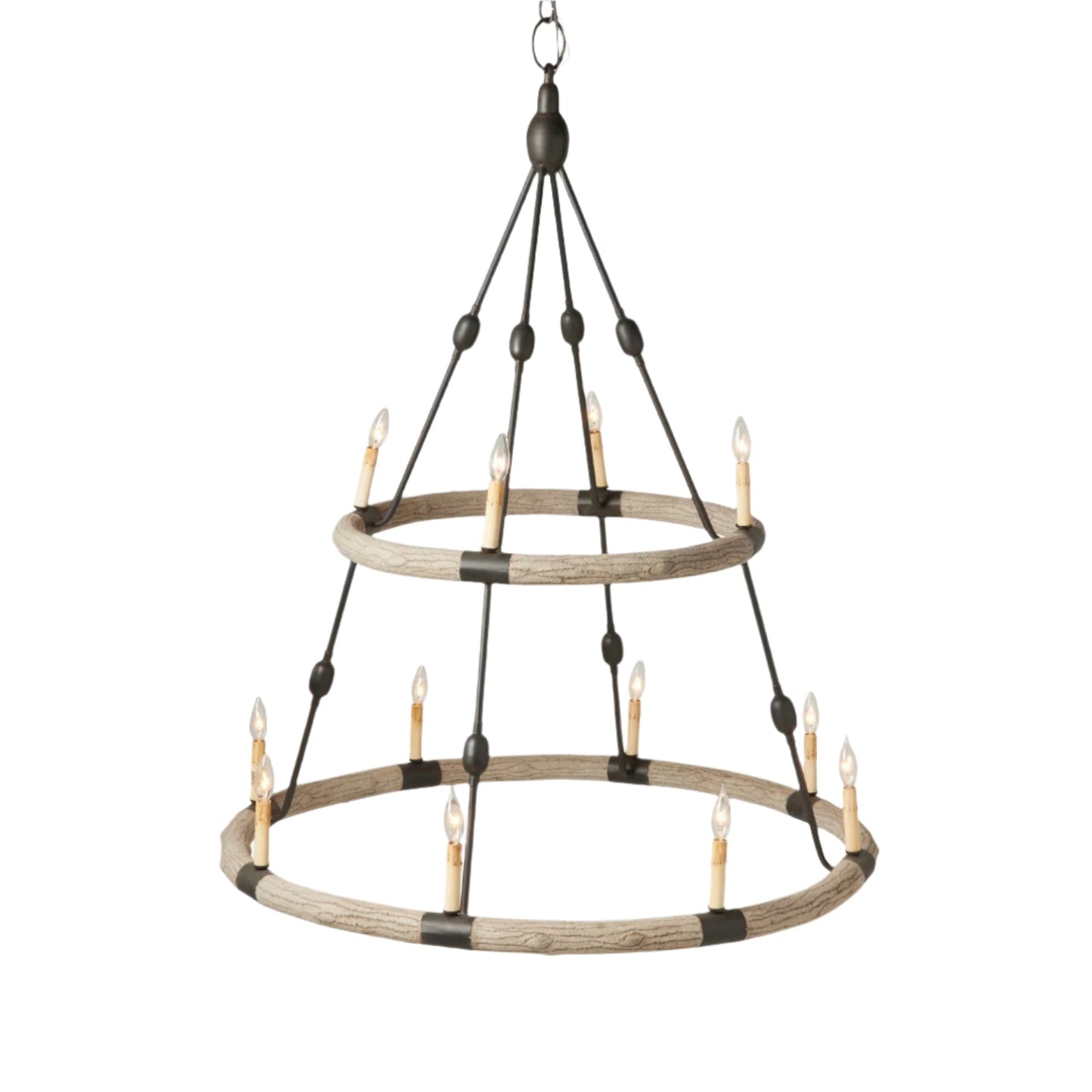 Adjustable Two-Tier Statement Chandelier / White Gesso/Gold