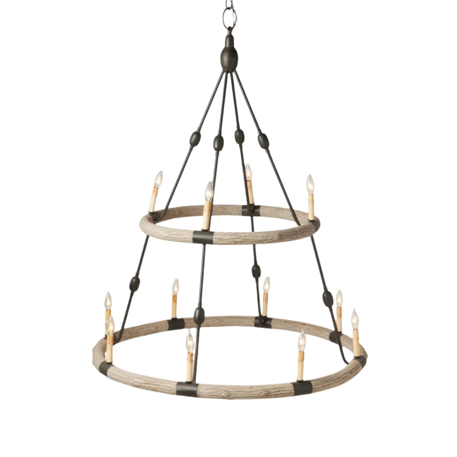 Adjustable Two-Tier Statement Chandelier / White Gesso/Gold