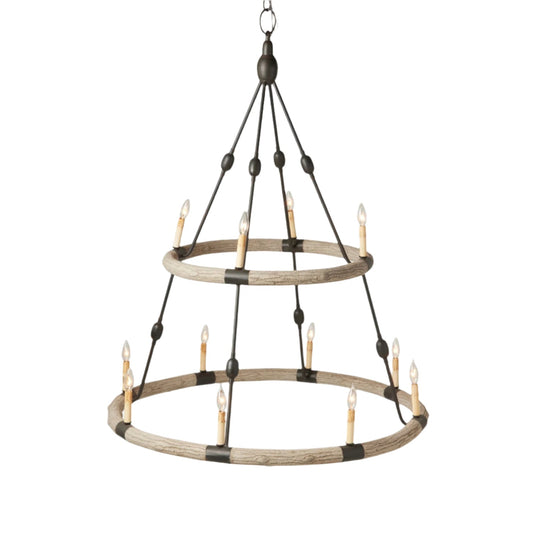 Adjustable Two-Tier Statement Chandelier / White Gesso/Gold
