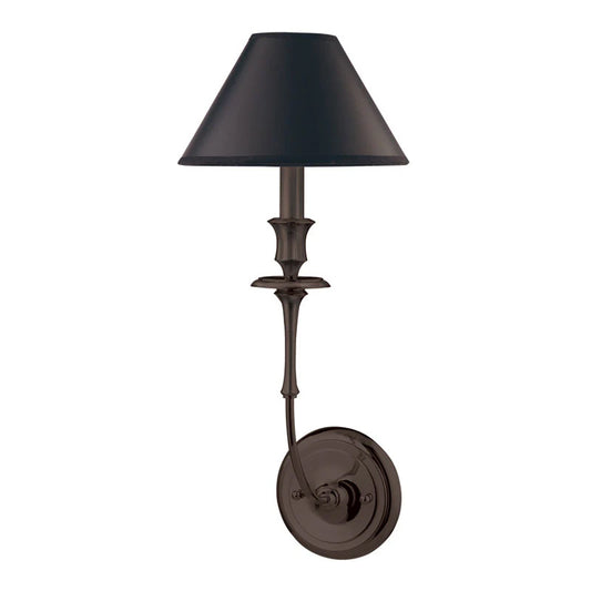 Fabric Shade Single or Double Wall Light / Black / Single Head / warm light