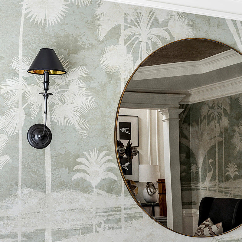 Fabric Shade Single or Double Wall Light / Nickel Color / Double Head / warm light