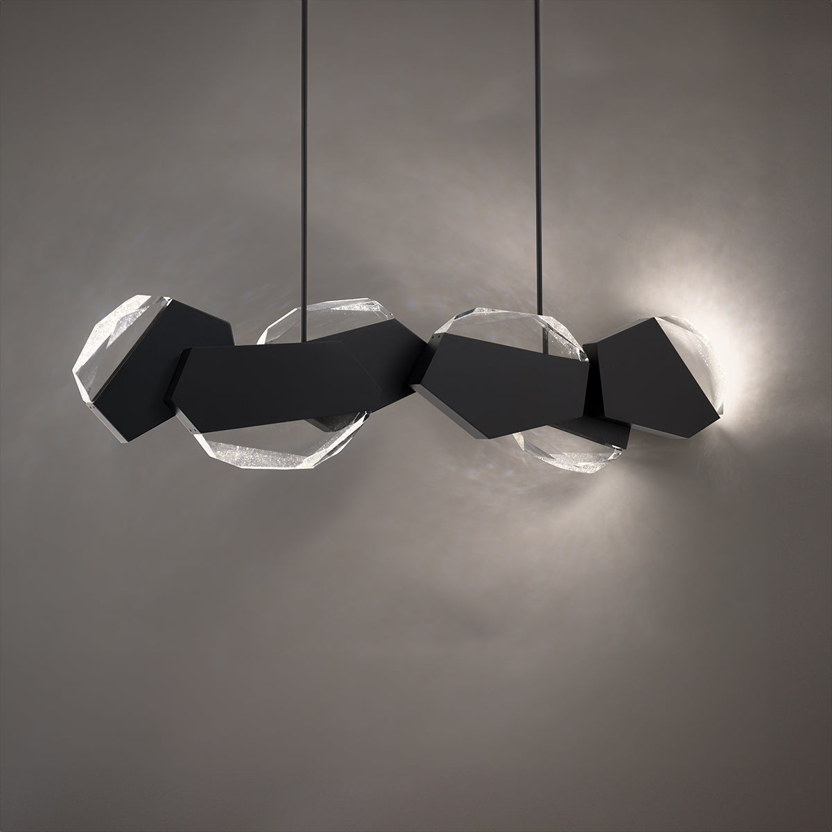 Faceted Crystal Black Linear Pendant