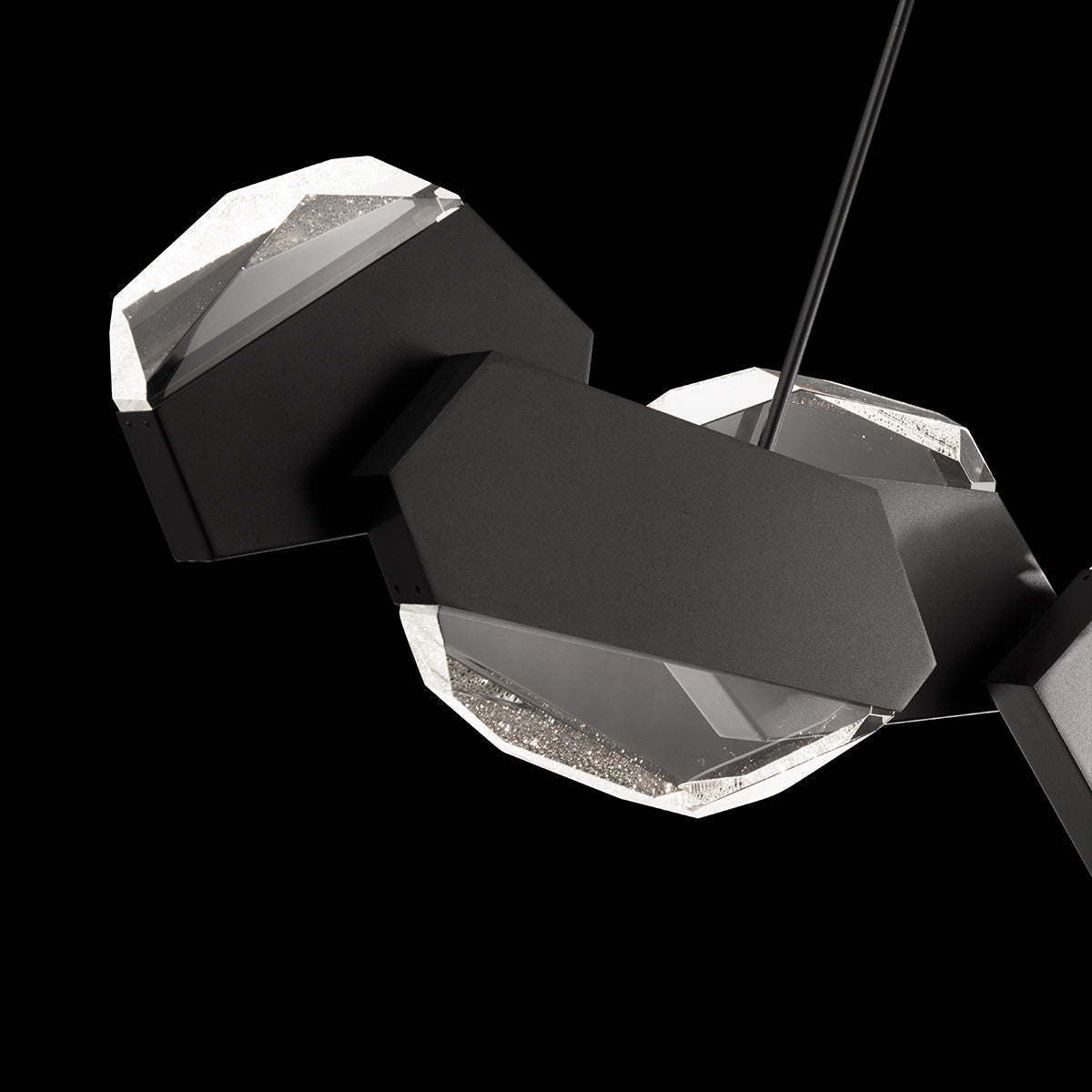 Faceted Crystal Black Linear Pendant