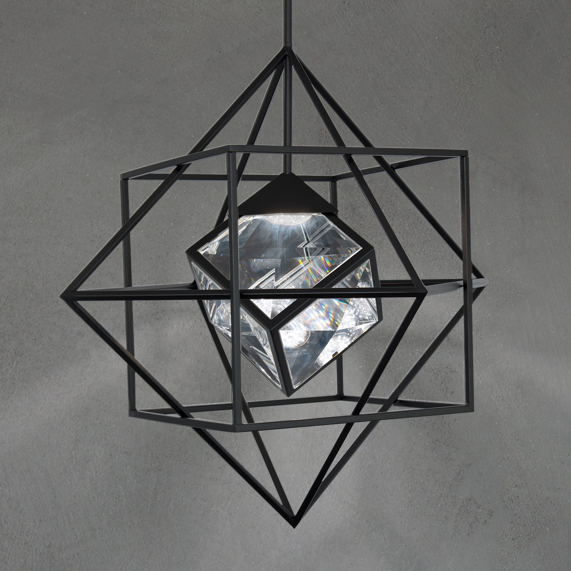 Illuminated Faceted Crystal Cube Pendant