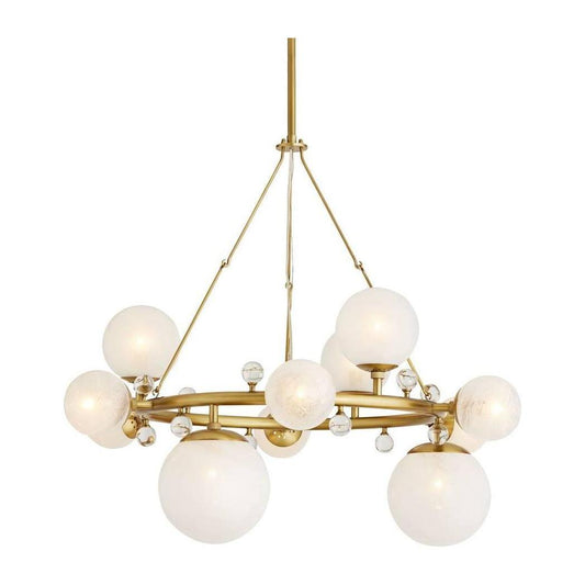 Opal Globe Round Brass Chandelier