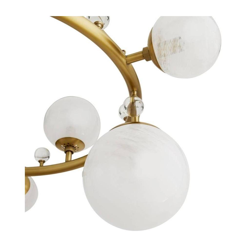 Opal Globe Round Brass Chandelier