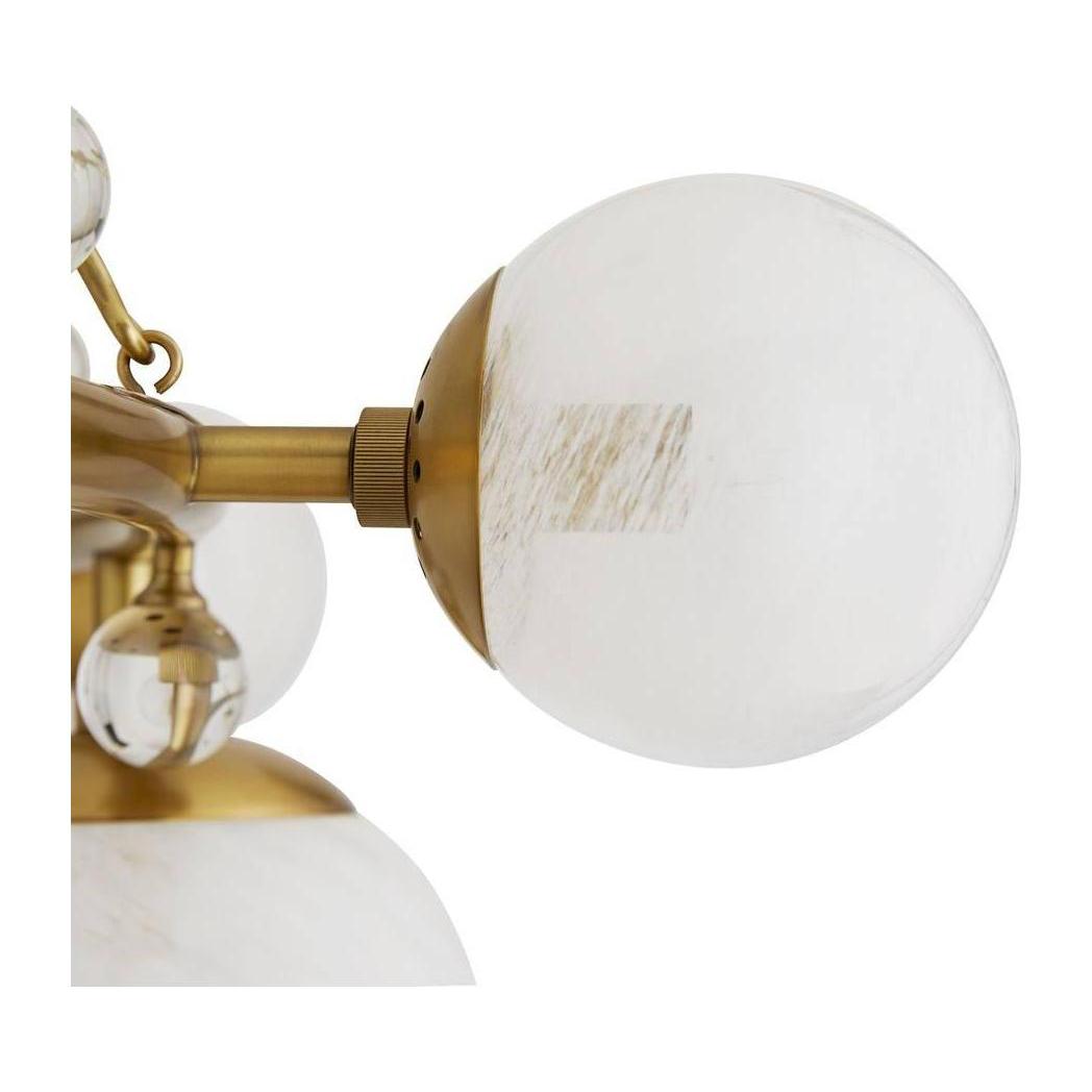 Opal Globe Round Brass Chandelier