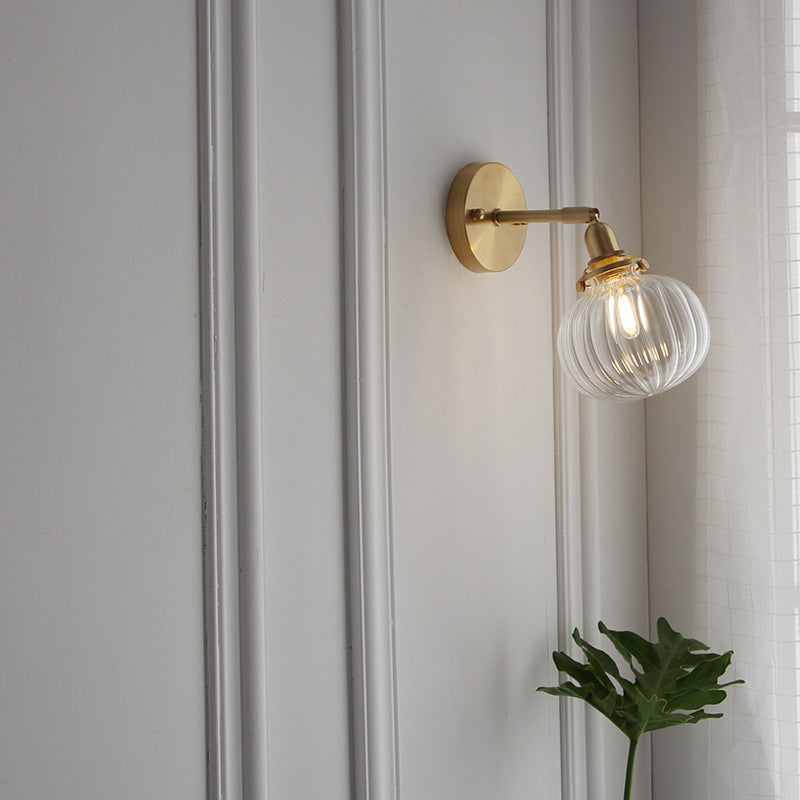 Pumpkin-Shaped Decorative Glass Wall Light / Light Source Not Included / Water Ripple Transparent Glass