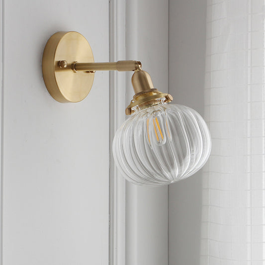 Pumpkin-Shaped Decorative Glass Wall Light / Light Source Not Included / Blue Without Stripes