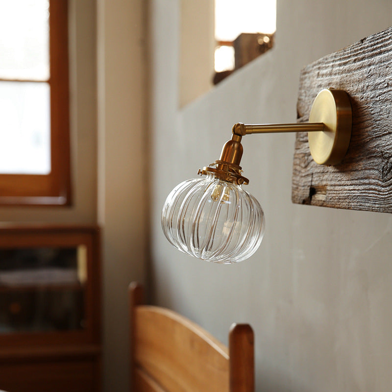 Pumpkin-Shaped Decorative Glass Wall Light / 4W LED Light Source / Water Ripple Transparent Glass