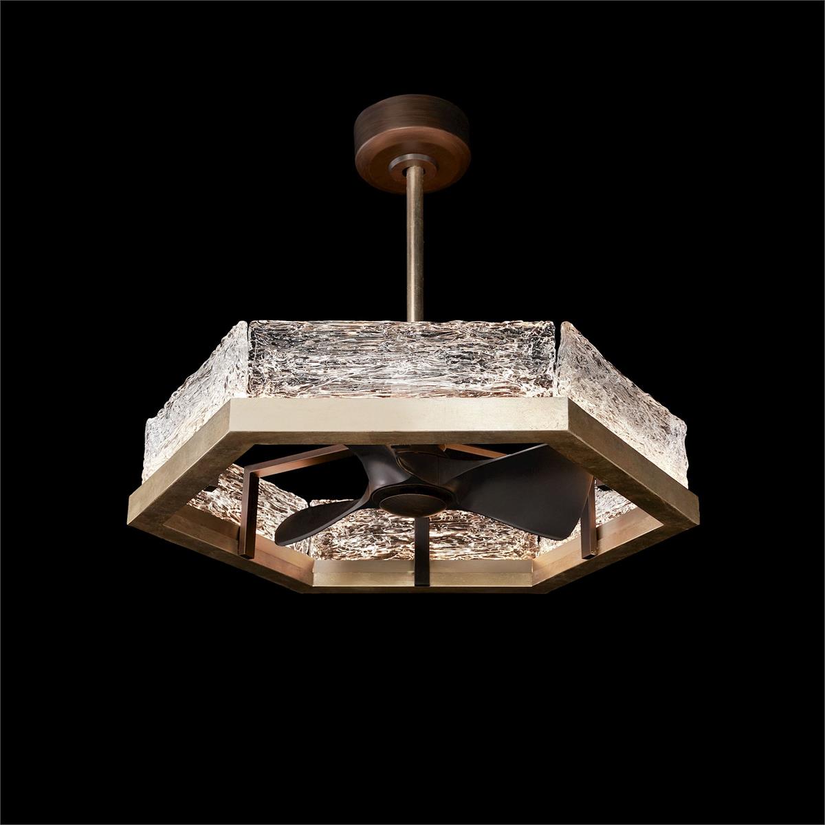 Textured Glass LED Chandelier Fan / Default Title