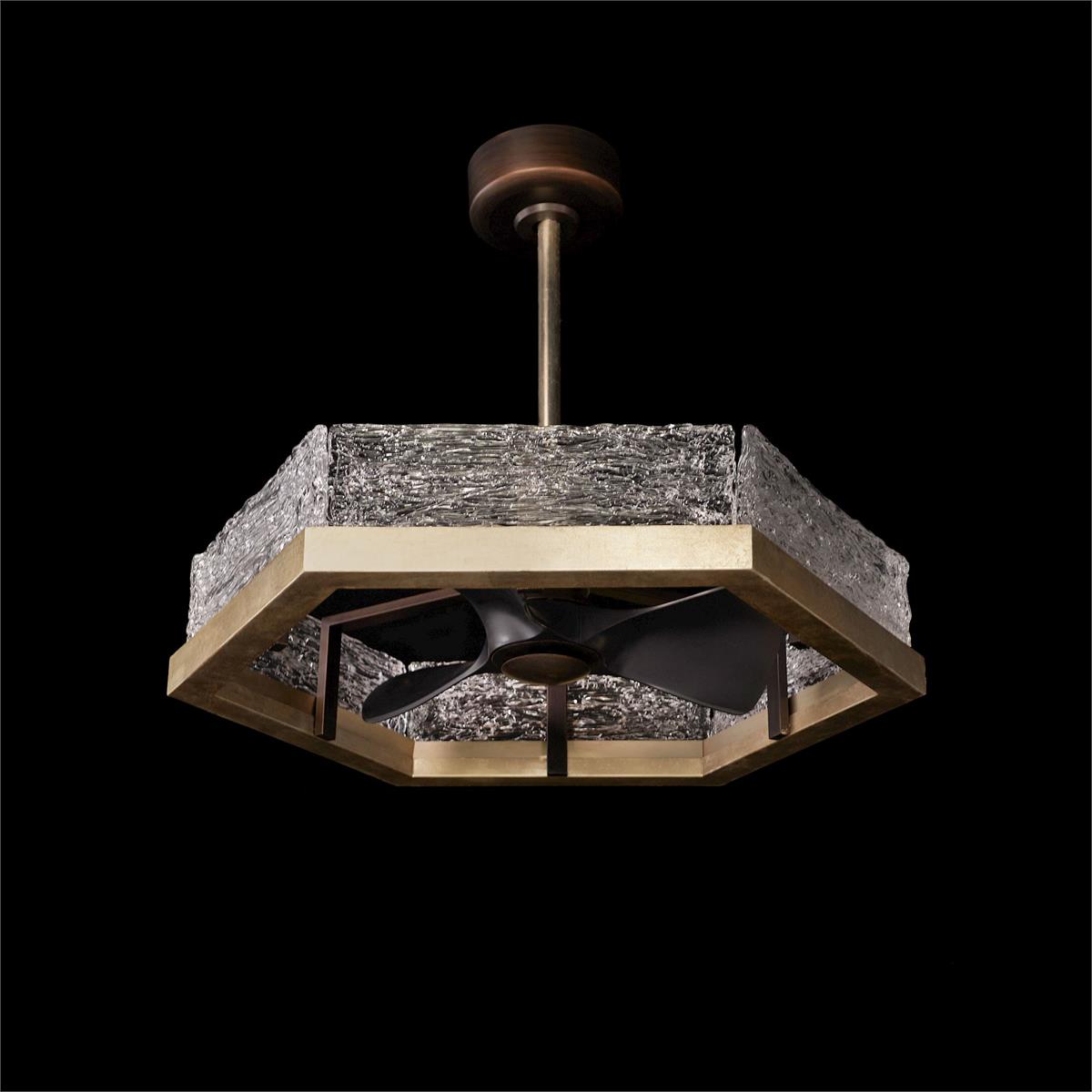 Textured Glass LED Chandelier Fan