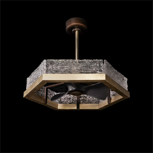 Textured Glass LED Chandelier Fan