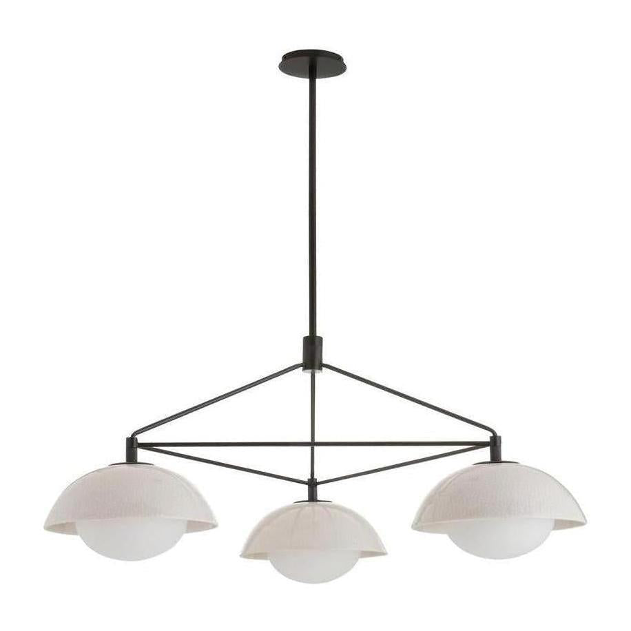 Three-Light Ivory Ceramic Chandelier