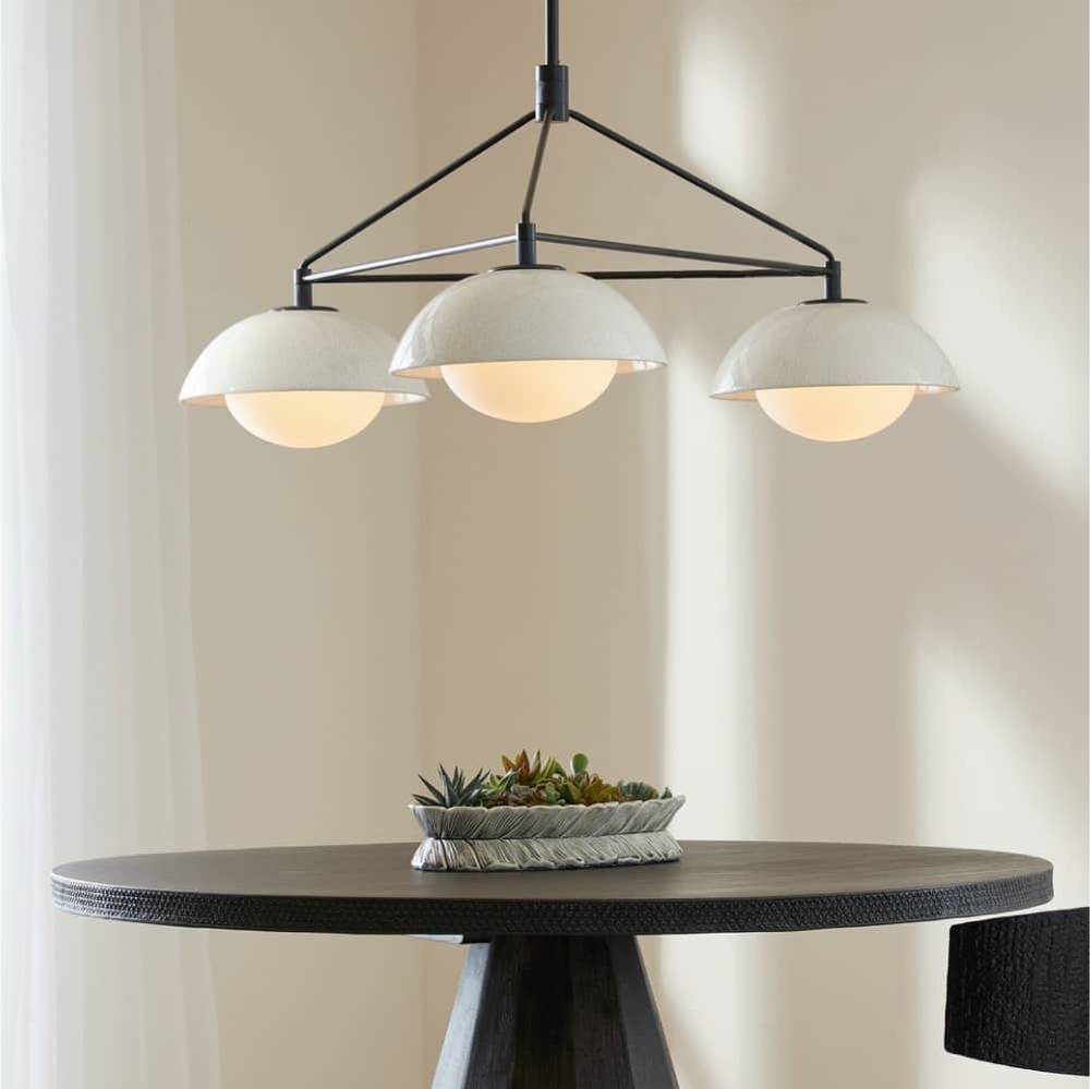 Three-Light Ivory Ceramic Chandelier
