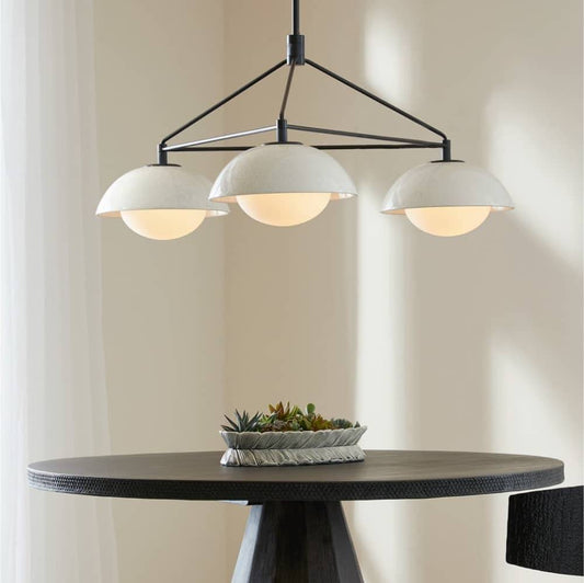 Three-Light Ivory Ceramic Chandelier
