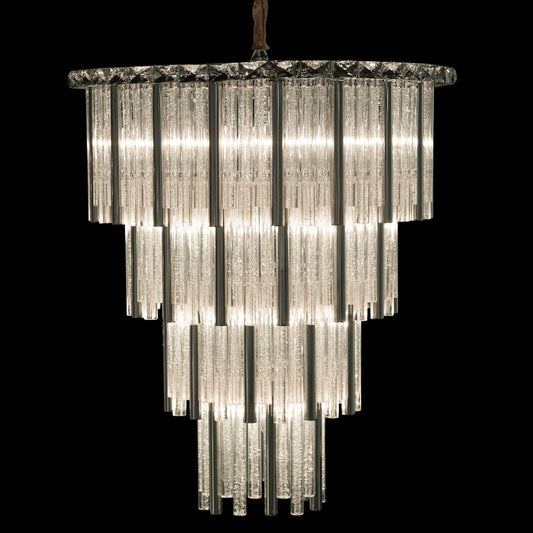Two-Piece Waterfall Glass Chandelier Set / Silver